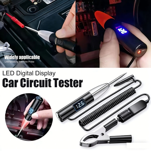 Vehicle Voltage Tester 12V/24V Multi-Functional Electrician's Voltage Tester | LED High-Definition Display | Wide-Opening Voltage Clamp + Detachable Auxiliary Probe | Automotive Circuit Diagnostic Tool