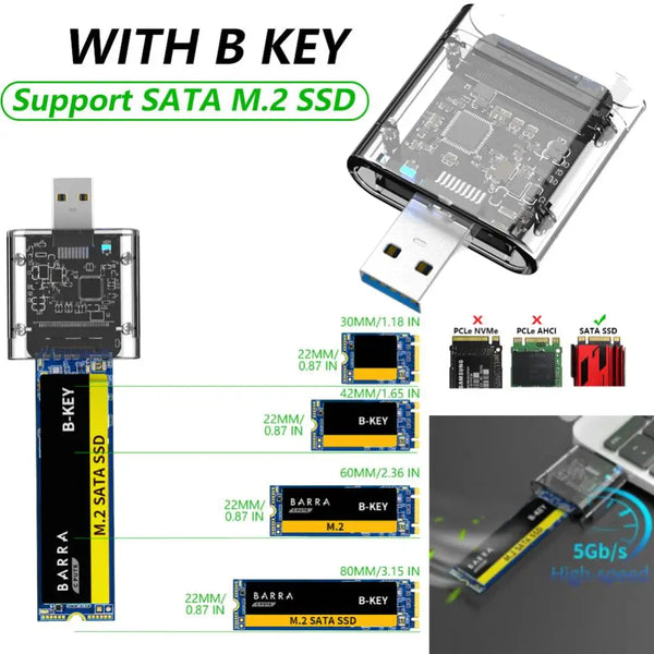M2 SSD Case M.2 To USB3.0 Gen1 SSD Disk Box 5Gbps High-speed External SSD Enclosure For SATA M.2 NGFF SSD 2242 2260 2280 Adapter