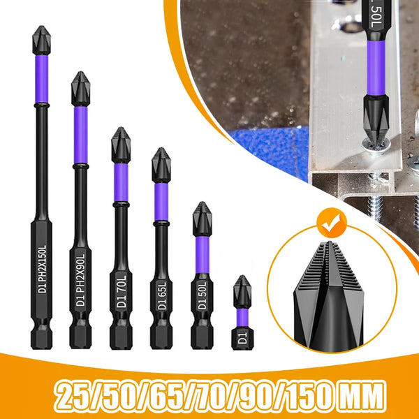 6Pcs D1 Anti-Slip and Shock-Proof Magnetic Bits Screwdriver Bits,High Hardness Strong Magnetic