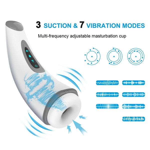 Male Automatic 360° Deep Throat Sucking Heating Voice Interacion Masturbation Cup Training Tool to Prolong Sexual Endurance