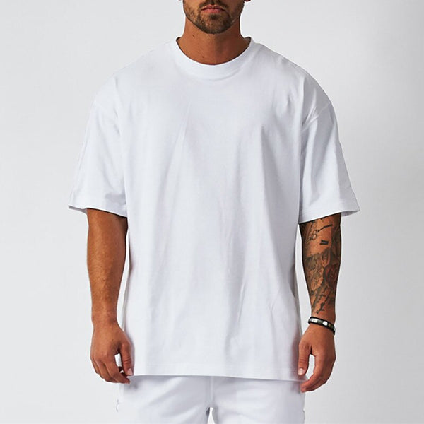 Men Blank T-shirt White Cotton Oversized Vintage Solid Color T-shirt Big Size Women Fashion T Shirt