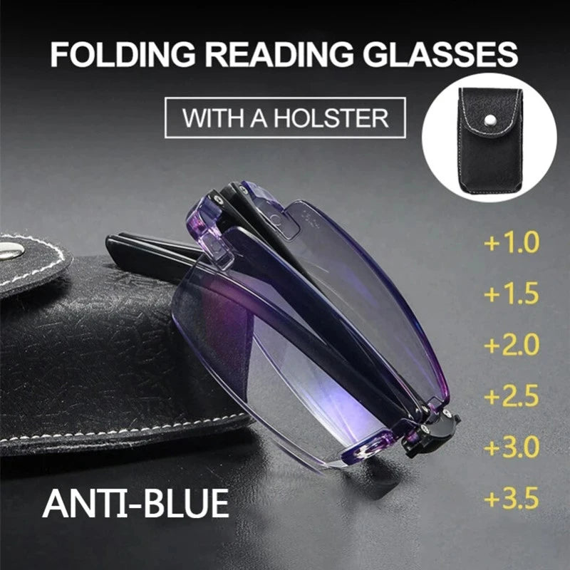 Folding Reading Glasses Men Rimless Cutting Reading Eyewear Women TR90 Ultralight Presbyopia Glasses Diopter +1.0 1.5 2.0