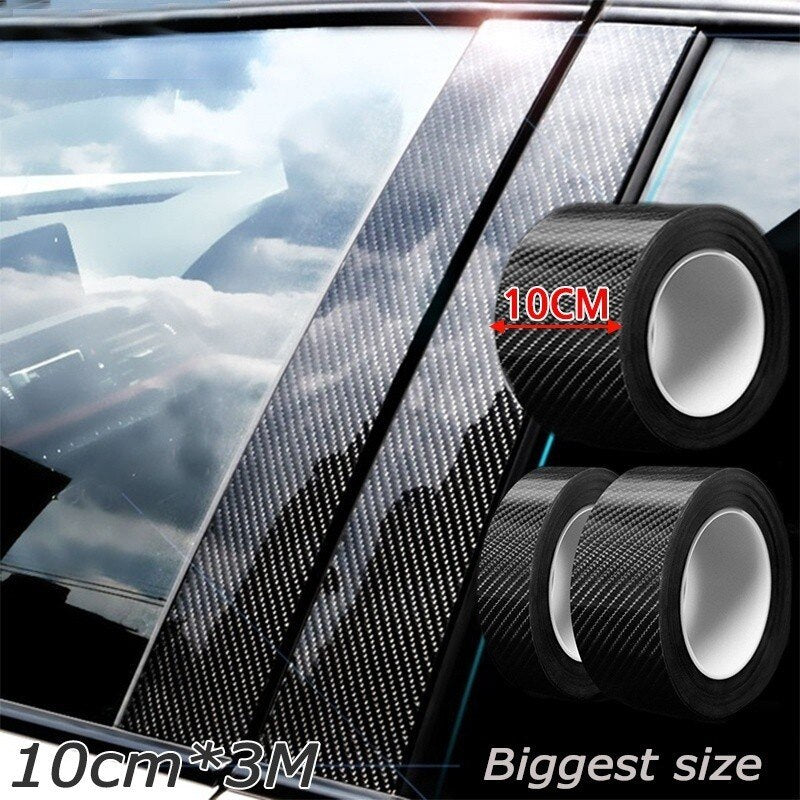 3/5/10Meters 3D Carbon Fiber Car Sticker DIY Paste Protector Strip Auto Door Sill Side Mirror Anti Scratch Tape Waterproof Protect Film