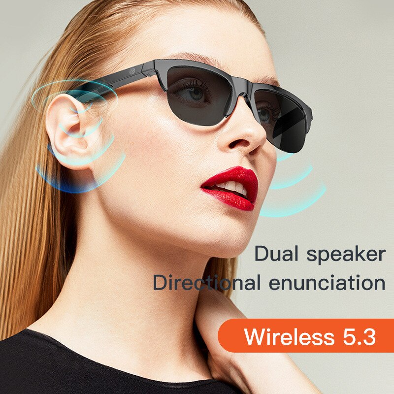 New Bone Conduction Smart Sunglasses Headphones Wireless Bluetooth 5.3 Calling Sunglasses Sport HD Audio Hands-Free Music Anti-Blue Eyeglasses