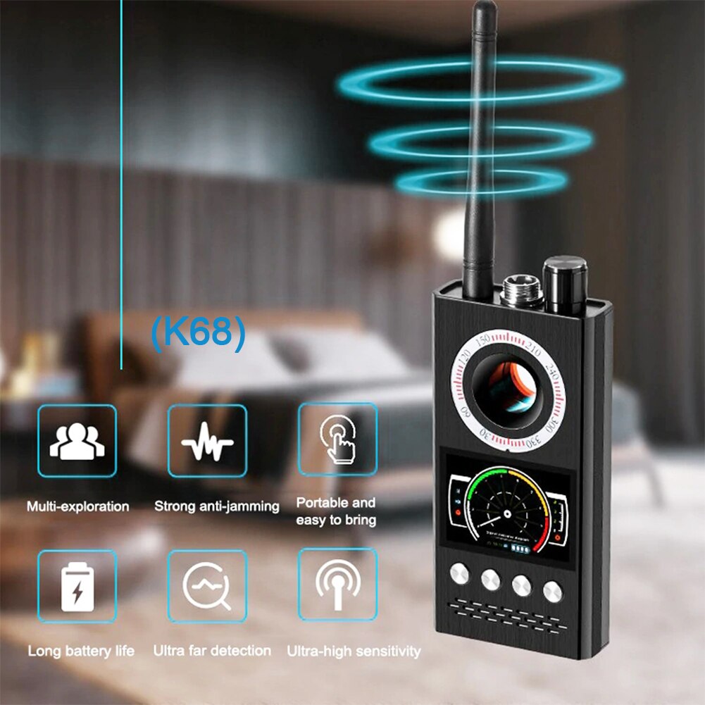 New K68 Multifunction Detector Mini Audio Hidden Camera GSM Finder GPS Signal Lens RF Locator Tracker Detection Wireless Camera