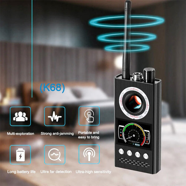New K68 Multifunction Detector Mini Audio Hidden Camera GSM Finder GPS Signal Lens RF Locator Tracker Detection Wireless Camera