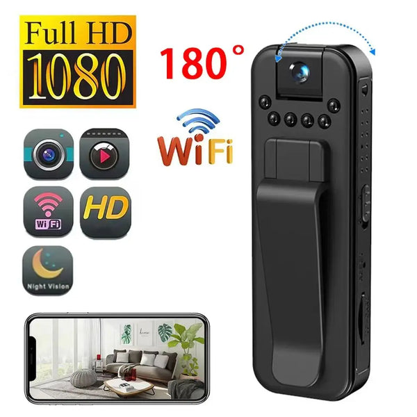 Portable New Wifi 1080P Body Mini Camera 180° Flip Camera Small Digital Video Recorder Infrared Night Vision Miniature Camcorder