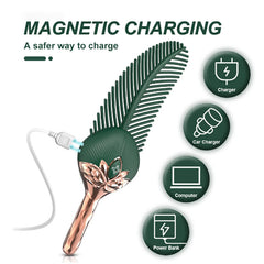 Female Peacock Feather Rhythm Wand - An immersive pleasure massager featuring feather-soft tactility and multi-frequency deep vibrations