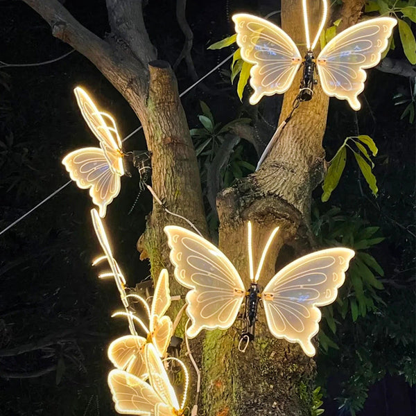 New 40cm LED Outdoor Simulation Dynamic Butterfly Lights for Festival Home Decor Holiday Party DIY Decorations