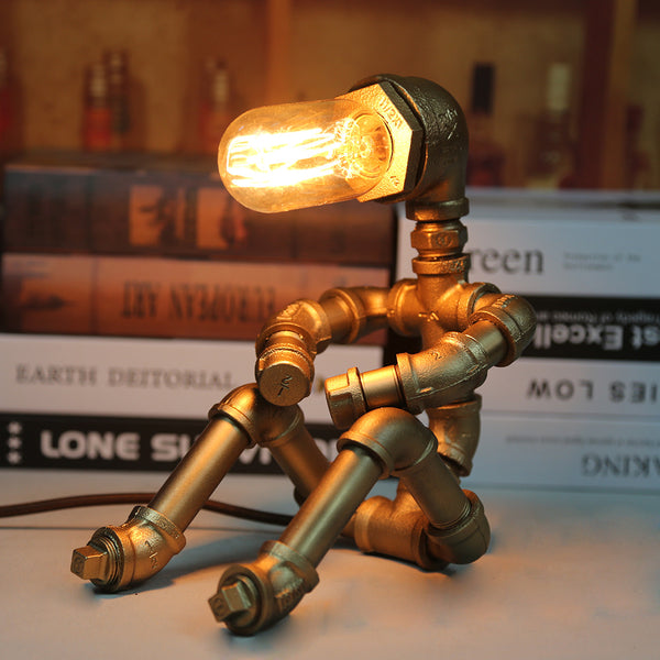 American Steam Punk Table Light Creative Retro Bar Coffee Shop Industrial Robot Desk Lamp Study Bedroom Bedside Night Lamp