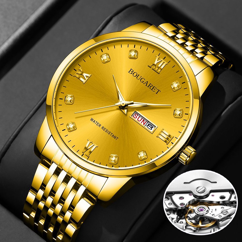 Men Quartz Watch Waterproof Luminous Stainless Steel Wristwatch Male Date Week