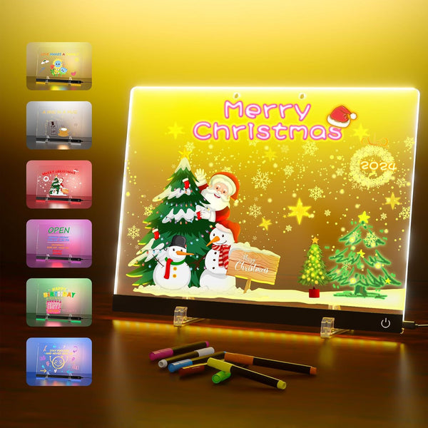 Desktop Neon Art Board Seven-Colour Touch-Adjustable LED Message Board Home & Office Schedule Decor Board Dual-Size Acrylic Erasable Board
