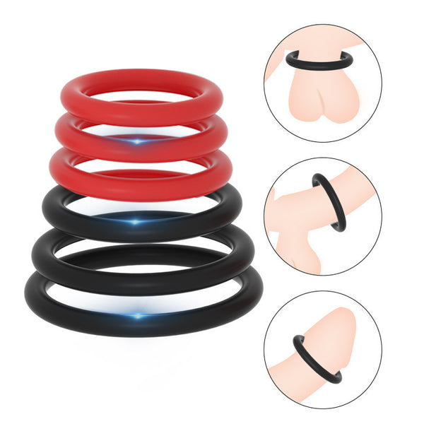 6Pcs Ejaculation Control Rings | Male Restraint Rings | Foreskin Retraction Rings | Testicle Restraint Rings — Physical Delay · Increased Hardness and Endurance · Multiple Pleasure Sensations