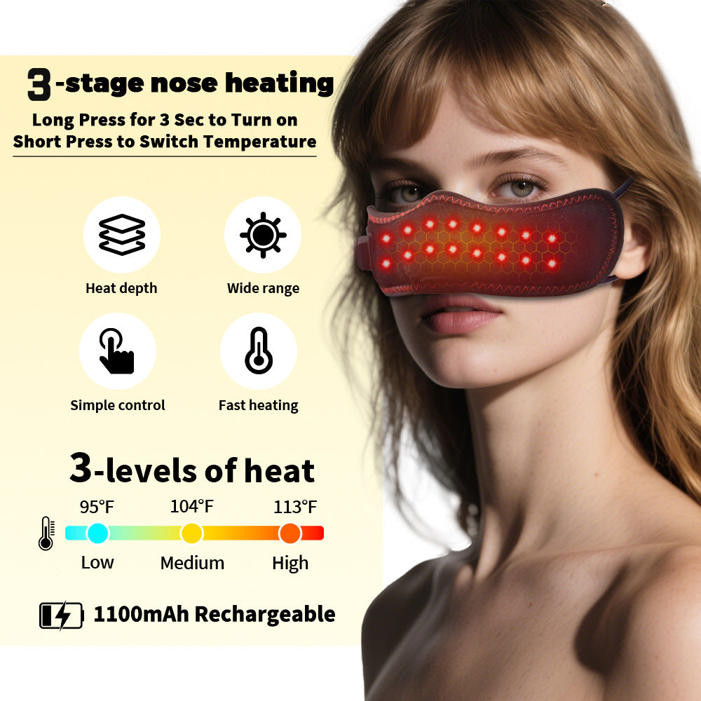 Red Light Therapy Heating Nasal Mask Three-setting constant temperature for comfortable ventilation, relieving nasal congestion, rhinitis and runny noses caused by colds