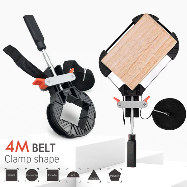 Multi-Functional Strap Corner Clamp｜Quick-Tension Woodworking Clamp｜DIY Picture Frame Tool｜4m Nylon Strap + ABS High-Strength Buckle｜Secures Square, Round, Polygonal and Other Shapes