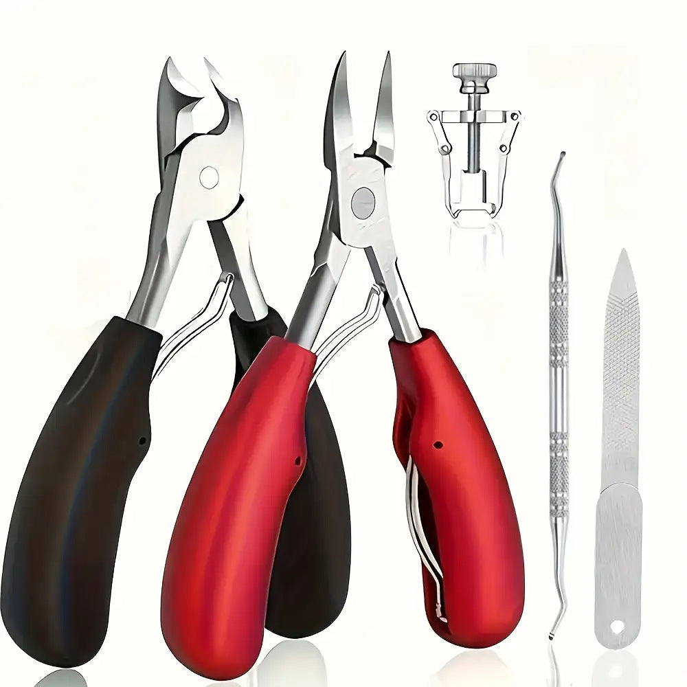 5Pcs Set Eagle-Beak Nail Clippers, Cuticle Scissors – Specialised Toe Trimming Tools for Paronychia, Ingrown Toenails and Thick Nails