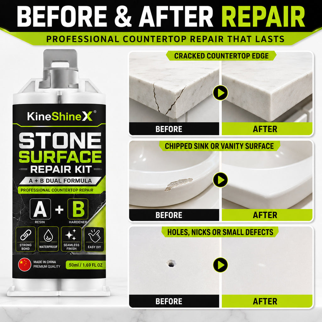3Pcs Restore Chipped, Cracked, and Damaged Stone Surfaces Kit– Professional A+B Epoxy for Countertops Perfect for Marble, Granite, Quartz, and More