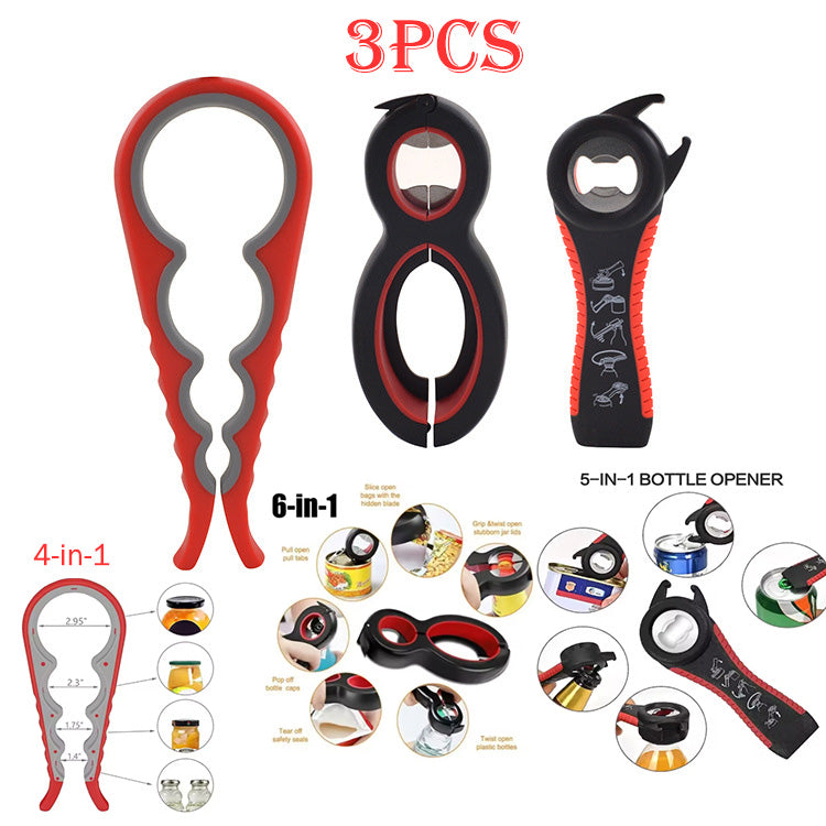 3Pcs Total 15 in 1 Multi Function Can Beer Bottle Opener Set All in One Can Opener Multifunctional Kitchen Tools