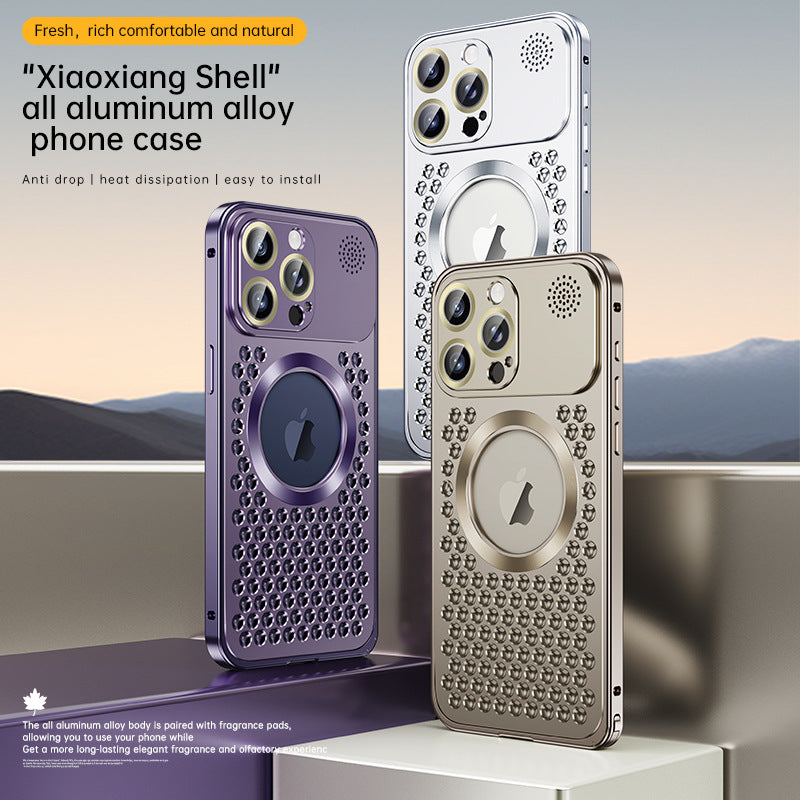 Innovative Luxury All-Aluminum iPhone Aromatherapy Case | MagSafe Compatible | Drop Protection & Heat Dissipation | Detachable Lens Ring — Compatible with iPhone 14/15/16/17 Series