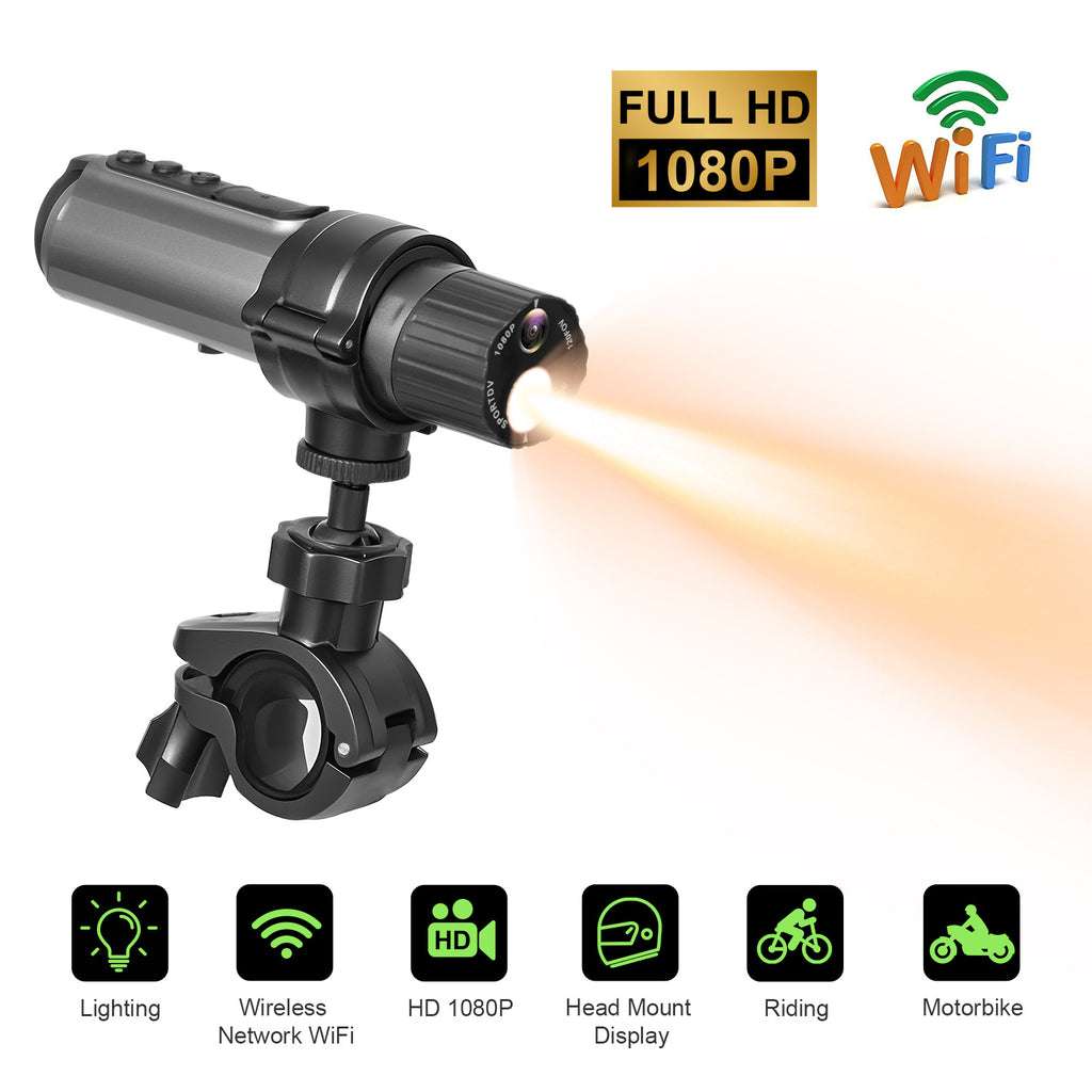 4K 2-in-1 WiFi Cycling Flashlight Action Camera | Motorcycle and Bicycle Helmet Dashcam | HD Night Vision Anti-Shake Outdoor Sports Camera