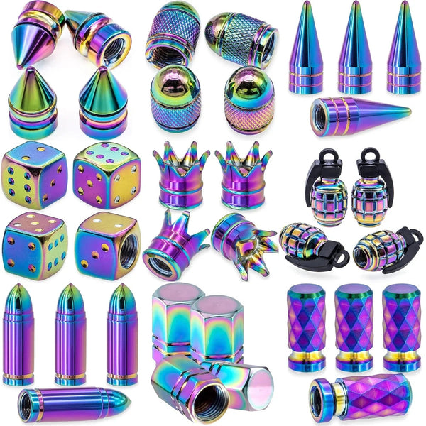 4Pcs Colorful Car Tire Valve Stem Caps LeakProof Tyre Air Valve Caps Aluminum Alloy Air Nipple Cover for Cars Bikes Motorcycles