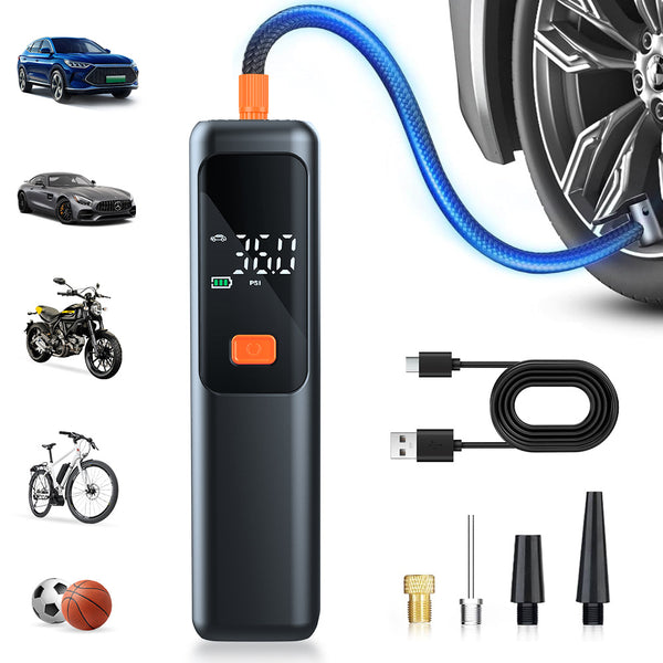 Wireless Portable Car Air Pump | Digital Display Smart Portable Tire Inflator | One-Touch Preset with Auto-Shut Off | Universal for Cars, Motorcycles, Bicycles, and Sports Balls