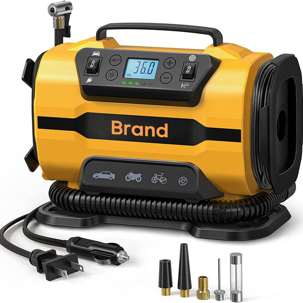 AC/DC Dual Power Tire Inflator 150PSI – Metal Dual Cylinder Air Compressor for Ball, Car, SUV, Bike & Mattress