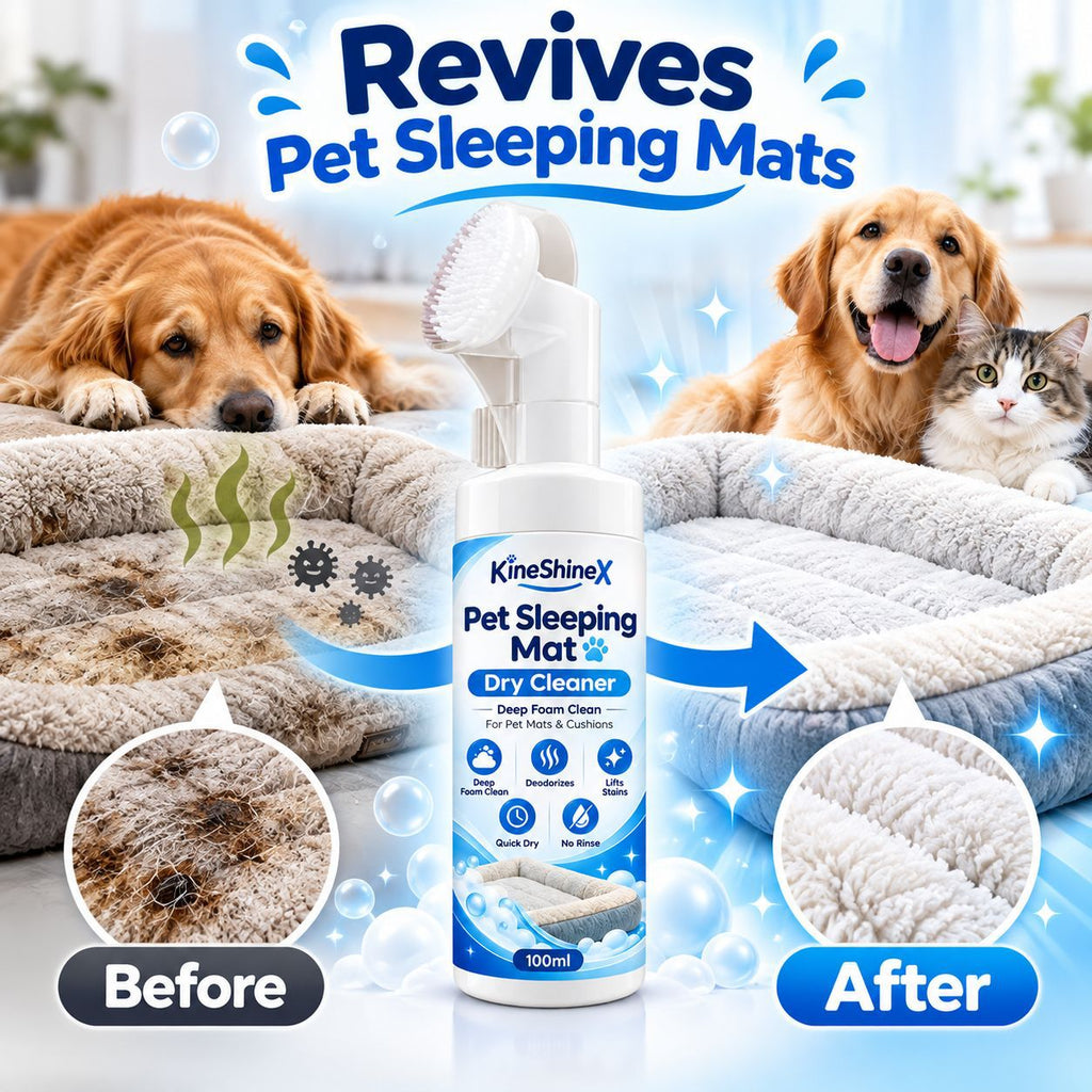 3Pcs Pet Sleep Pad No-Rinse Dry-Cleaning Foam | Comes with a Soft Brush Head, Deep Cleans and Eliminates Odors, Quick-Drying 100 ml/pc