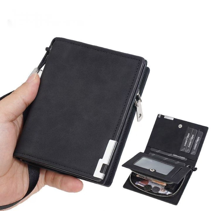 British Vintage Matte Leather Wallet for Men | RFID Blocking Multi-Card Bifold Wallet