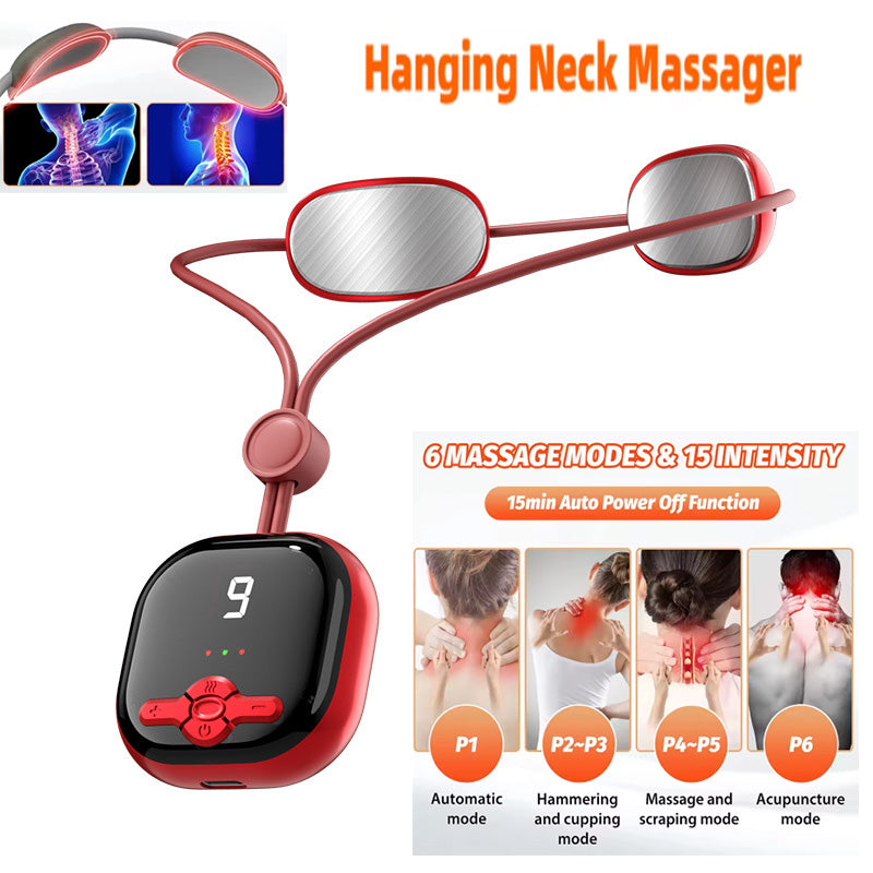 Mini Hanging Neck Massager Smart With Hot Pulse TENS Massage EMS Portable Muscle Stimulator Relax Shoulder Spine Kneading