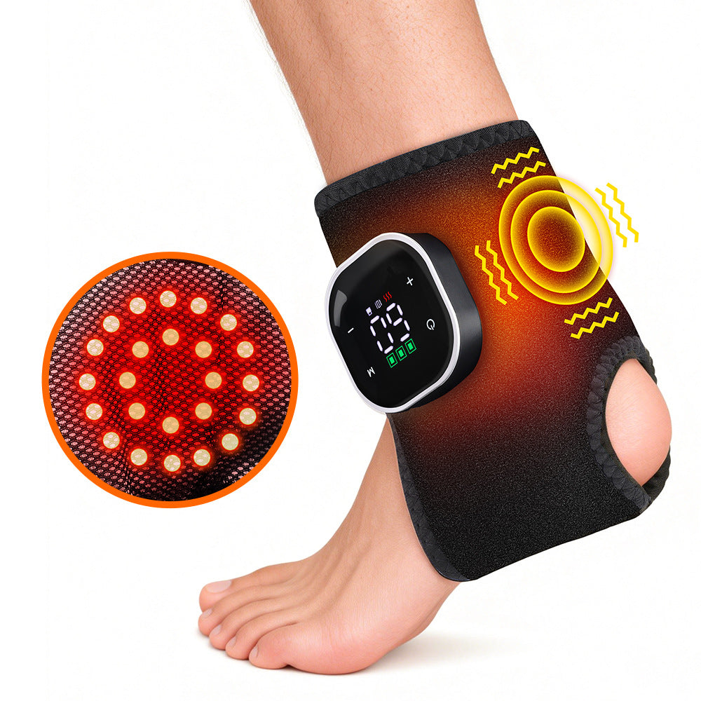 Electric Red Light Heated Ankle Wrap Wireless Ankle Heating Pad Hot Compress Vibration Cordless Ankle Massager Warm Therapy 5 Heat Levels
