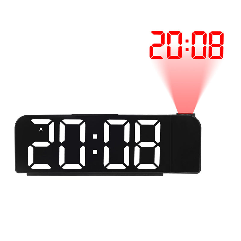 180° Rotating Projection Alarm Clock | Large LED Screen Displays Time/Temperature/Date | Two Brightness Settings | Silent Dual Alarms | USB-Powered