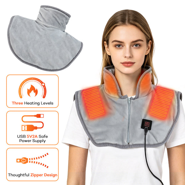 Smart USB-Powered Heated Shawl with 3 Temperature Settings | Heat Therapy Vest | Relieves Shoulder and Neck Soreness, Provides Comfort and Warmth