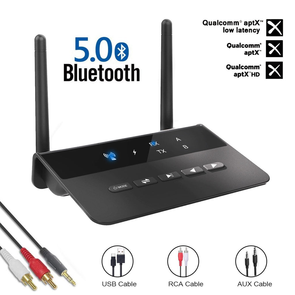 Bluetooth 5.0 Transmitter Receiver Aptx HD LL Low Latency Wireless Audio Adapter 3.5mm AUX RCA Jack for PC TV Headphones
