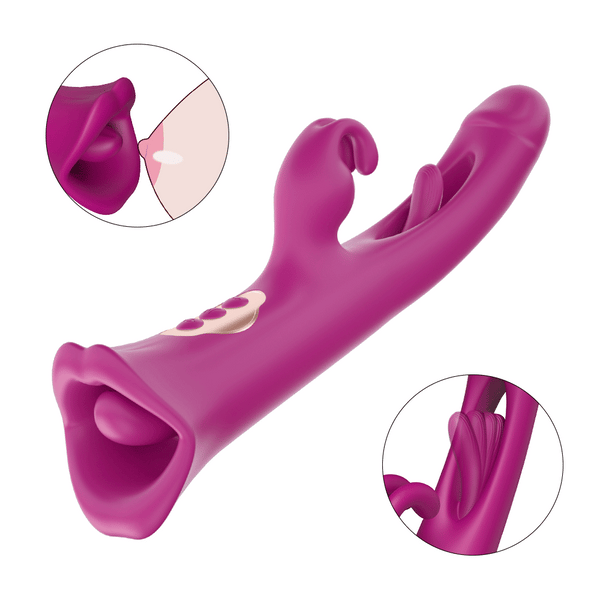 3-in-1 Mouth Licking Tongue Slapping Rabbit Vibrator