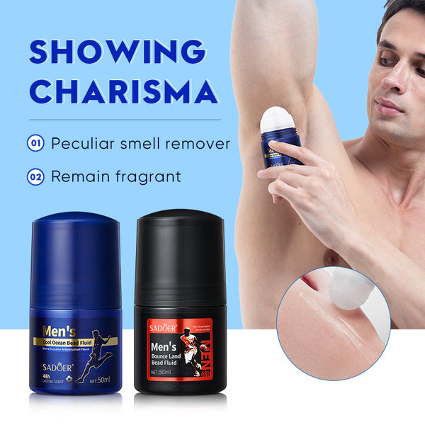 50ml SADOER Men’s Cool Ocean & Vibrant Earth Roll-On Deodorant | 48-Hour Long-Lasting Fragrance and Antiperspirant