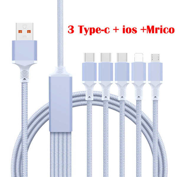 2 meters PD100W 5 in 1 Fast Charging Phone Charger for Android Phone iPhone