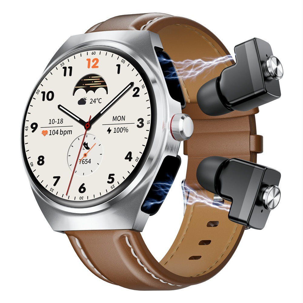 Military-grade Bluetooth Earbuds Smartwatch 2-in-1, NFC, Blood pressure and Heart Rate Monitoring, Unisex Fitness Tracking Smartwatch
