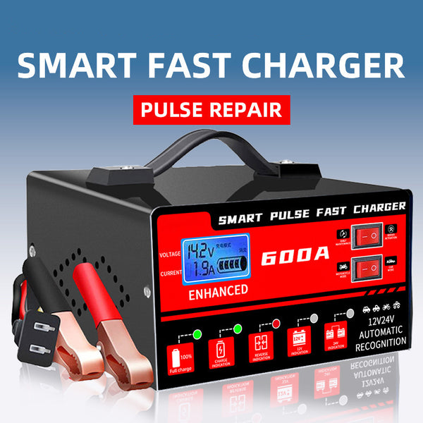 Car 600A 12V/24V Smart Pulse Rapid Charger | Car Battery Restorer | Fully Automatic Multi-Protection Charger