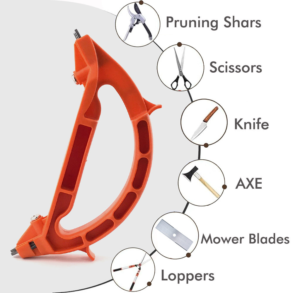 3-in-1 Multi-Function Sharpener – Portable Handheld Sharpening Tool for Scissors, Knives, Axes, Pruners, Lawn Mower Blades & More | Ideal for Gardening, Outdoor & Household Use