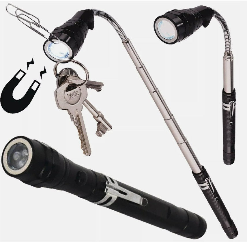 360° Adjustable Magnetic LED Pick-Up Tool Extendable Flexible LED Torch Perfect Mechanical Pick-Up Tool