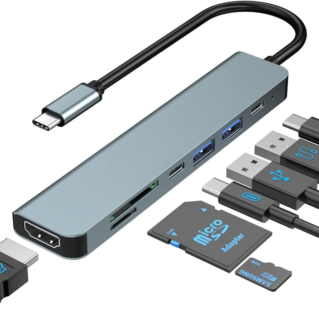 7-in-1 PD100W Fast Charging Type-C Hub with 4K@60Hz HDMI Adapter | USB-C Multifunctional Hub | Compatible with Laptop/Pad/iPad Pro/MacBook/Switch