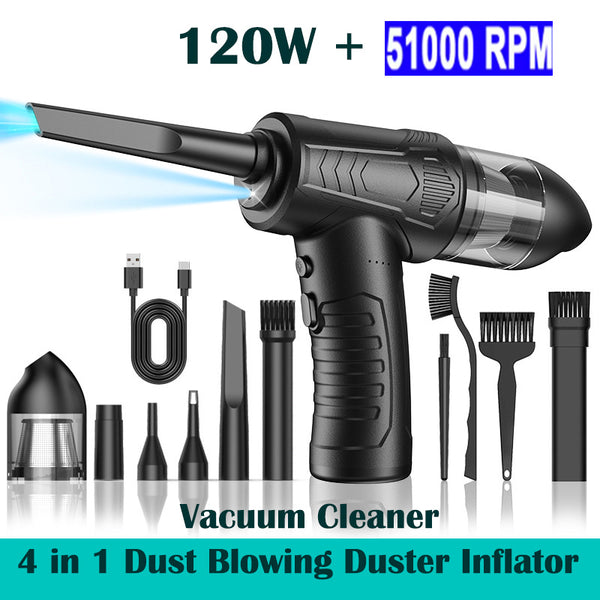120W 51000RPM 4-in-1 Cordless Handheld Vacuum Cleaner Blower Vacuum Compressor Inflator Car/Home Vacuum Cleaner Blower