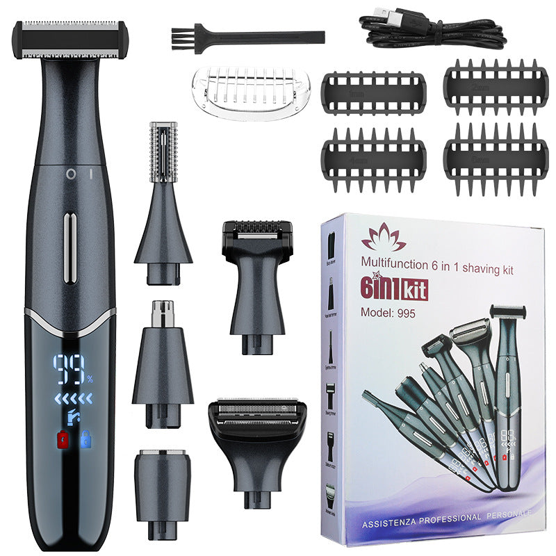 6-in-1 Electric Shaving Body Hair Trimmer Kit Beard Face Body Male Female Bikini Arm Armpit Leg Epilator Multifunctional Rechargeable