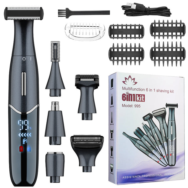 6-in-1 Electric Shaving Body Hair Trimmer Kit Beard Face Body Male Female Bikini Arm Armpit Leg Epilator Multifunctional Rechargeable