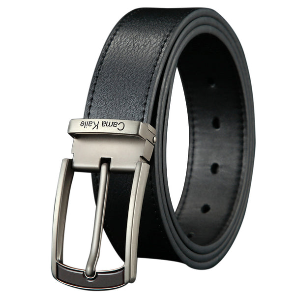 High-end Classic Minimalist Buckle Men's Cowhide Belt 120cm 125cm Length Black Brown
