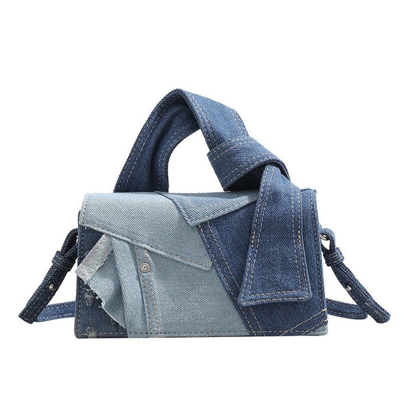 2025 New Premium Denim Square Bag Minimalist Crossbody Purse Vintage Distressed Shoulder Bag Trendy Hobo Bag Lightweight Commuter