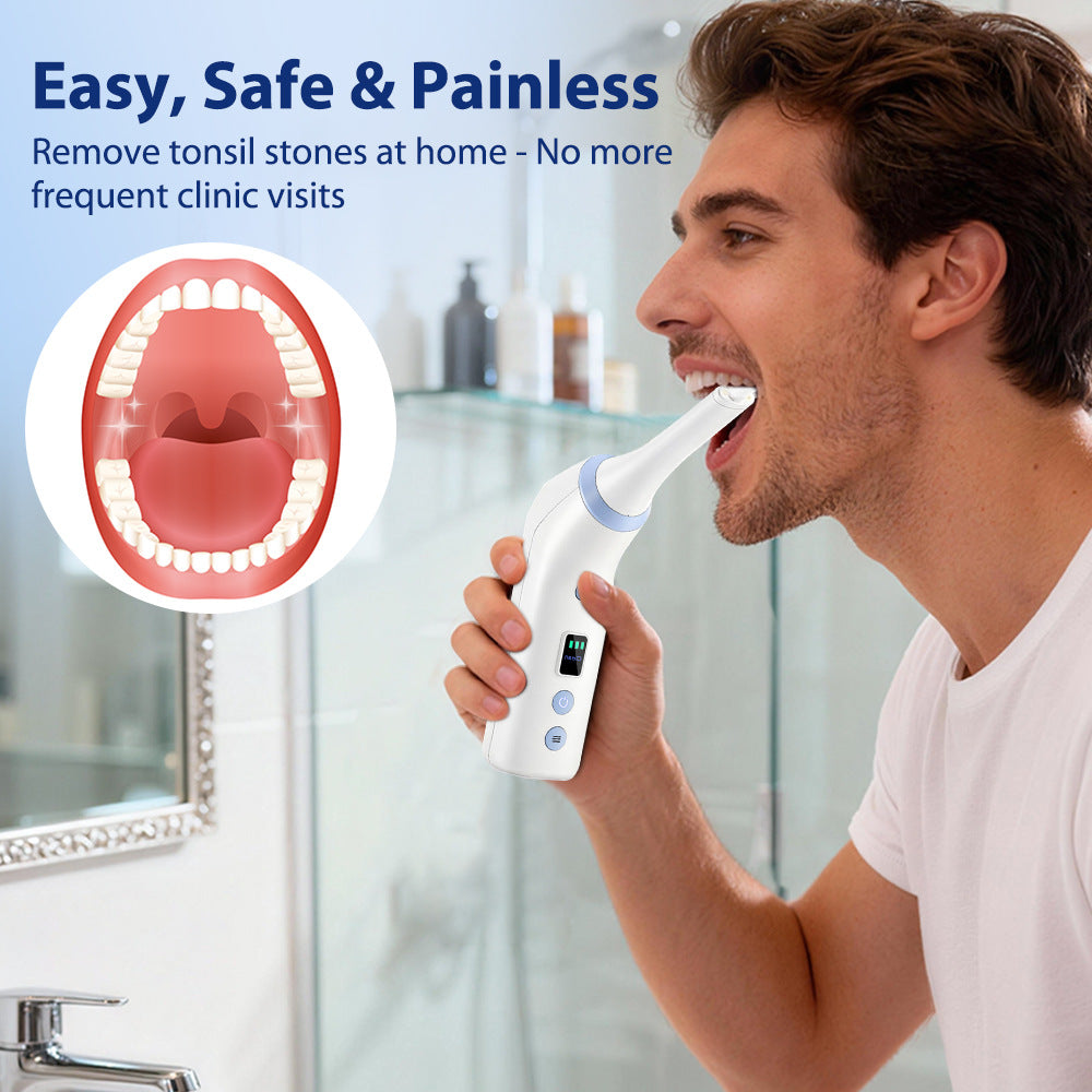 Home-Use Electric Tonsil Stone Remover | 3-Speed Adjustable Suction + LED Lighting | Wireless Charging and Portable Design