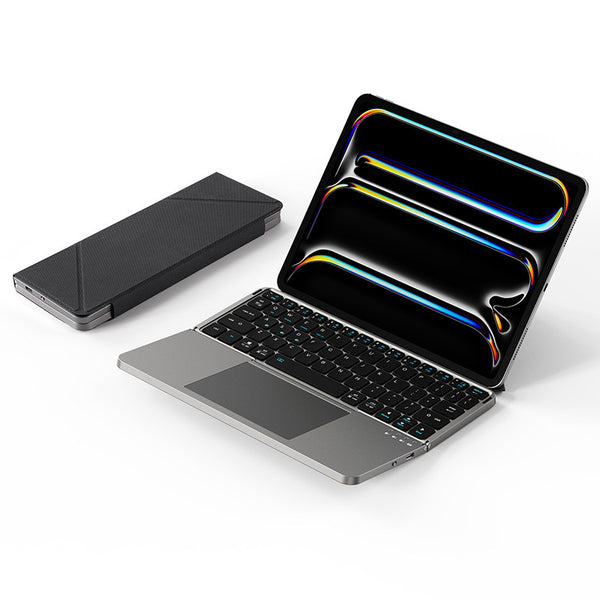 Foldable Bluetooth Keyboard and Stand—A modular Magic Keyboard with a trackpad, lightweight and portable, with instant switching between three devices