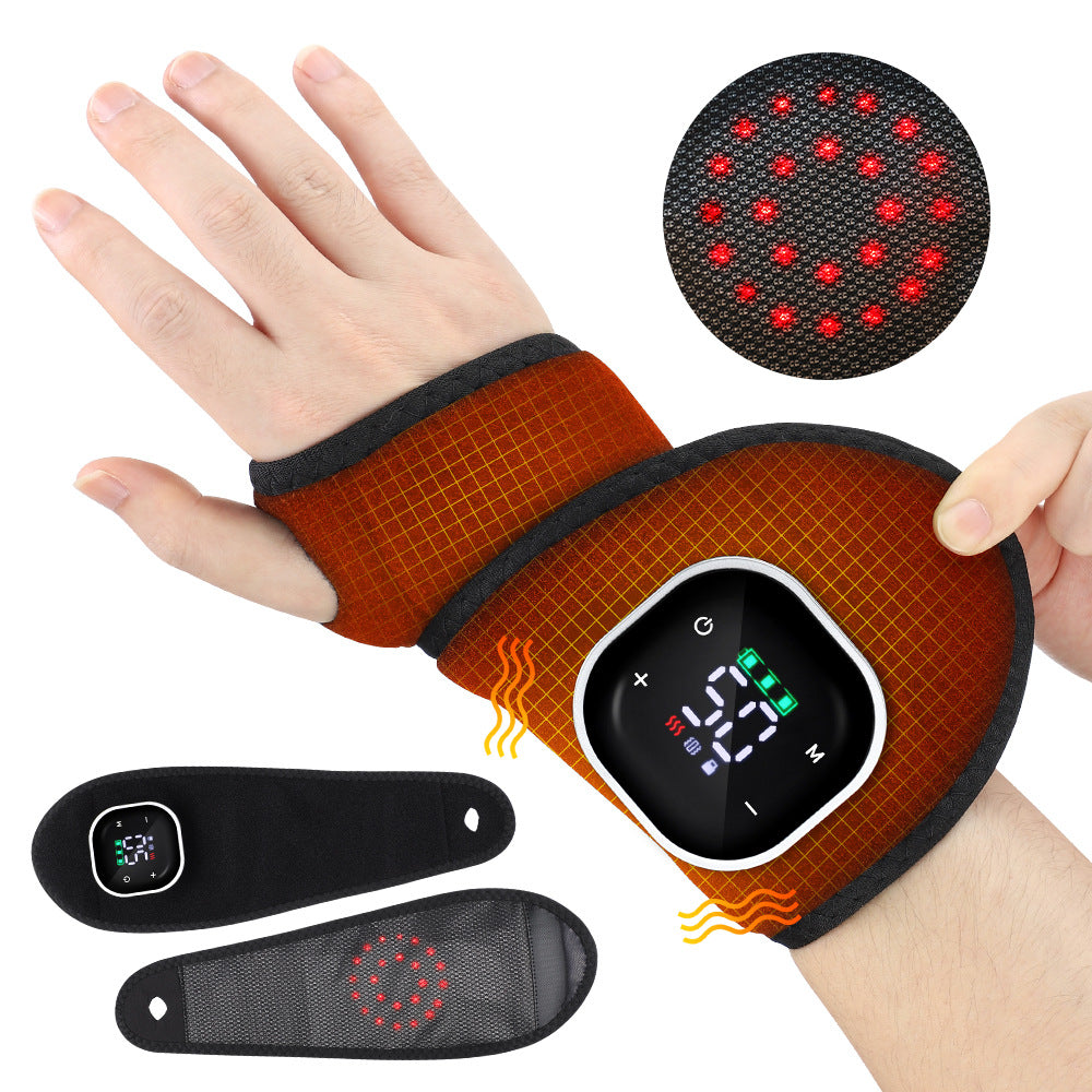 Red Light Electric Wrist Warmer – 5-level heating + 3-level vibration massage wrist therapy device | Relieves carpal tunnel syndrome and tendonitis | Large touchscreen + 2000mAh long battery life